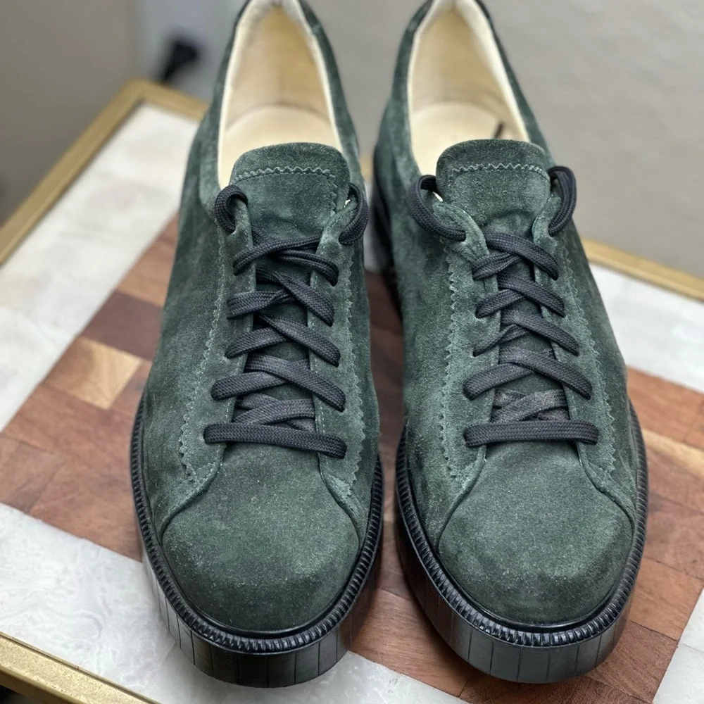 Robert Clergerie sz 41.5 suede leather green platform shoes‎ Paris France NWOT